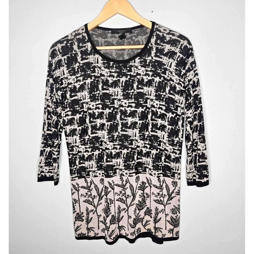 MaxMara Weekend Mendoza Sweater Womens M? Black Scratch Pattern 3/4 Sleeves
